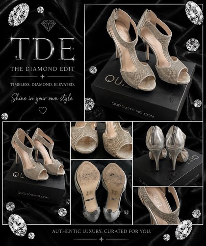 Quiz silver diamante peep toe - quiz,