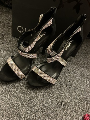 Quiz black diamante heels - quiz,